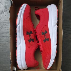 Under Armour Men's Size 12 Red White Black Athletic Sneakers